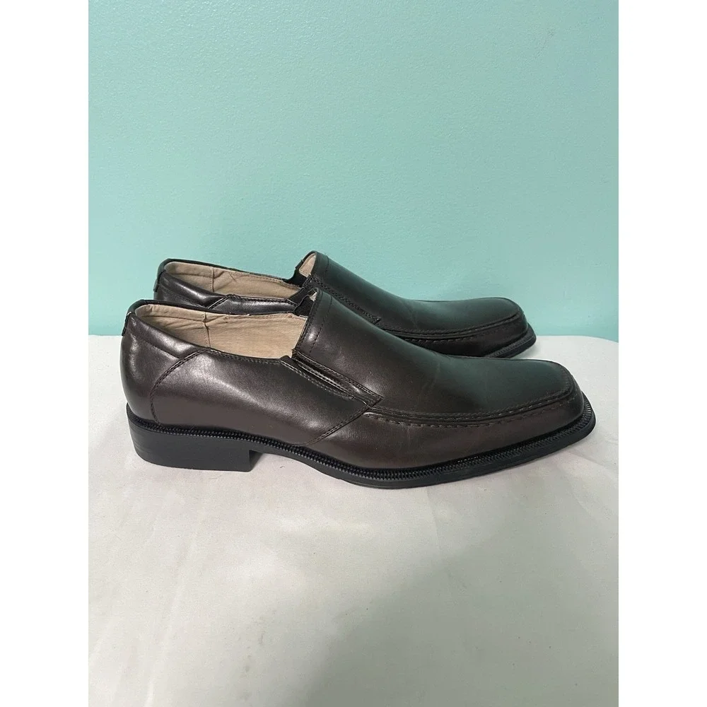 Bass & Co. Men's Slip On Sutton Oxford Leather Shoe Mahogany Brown Size 12 S-445